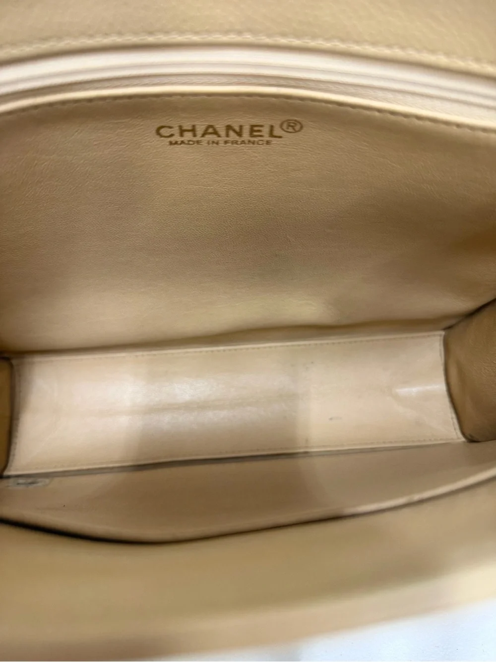Authentic CHANEL Vintage Beige Caviar Turn-Lock Tote Beige Caviar Leather